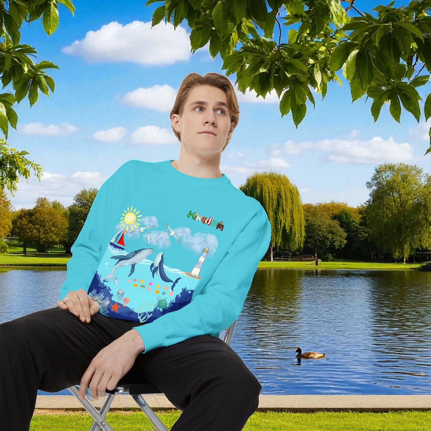 Nautical Animals Unisex Sweatshirt, Underwater Sailor Life Jumper, Sea Creatures Sweater