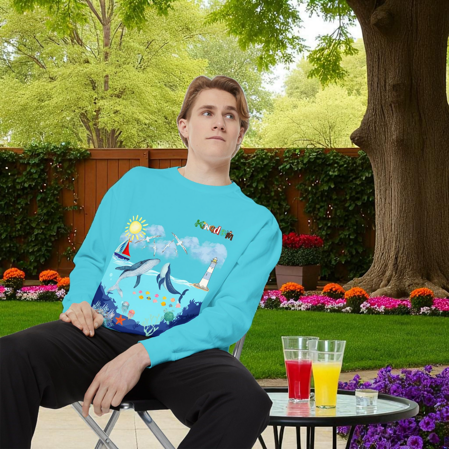 Nautical Animals Unisex Sweatshirt, Underwater Sailor Life Jumper, Sea Creatures Sweater