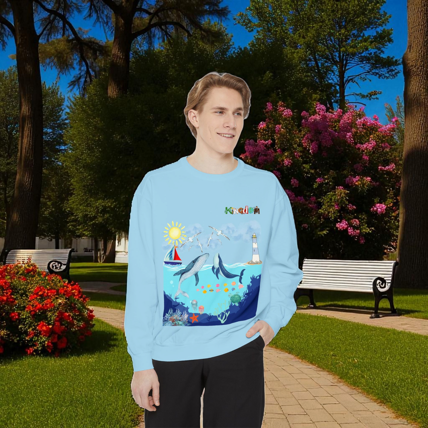Nautical Animals Unisex Sweatshirt, Underwater Sailor Life Jumper, Sea Creatures Sweater