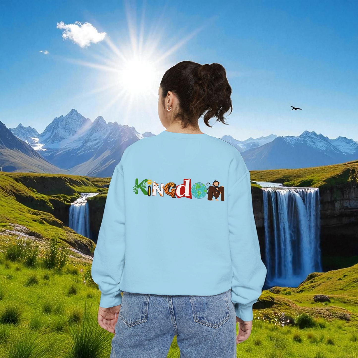Jungle Animals Waterfall Art Sweatshirt, Animal Lover Gift, Wildlife Clothing, Rainforest Jumper