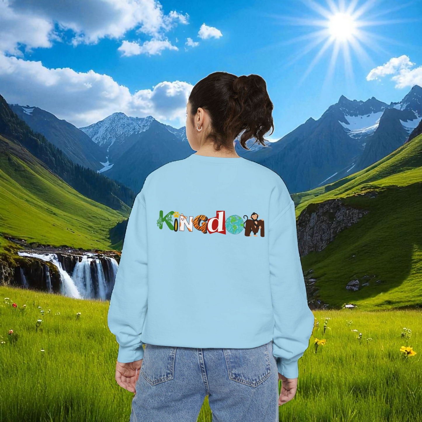 Jungle Animals Waterfall Art Sweatshirt, Animal Lover Gift, Wildlife Clothing, Rainforest Jumper