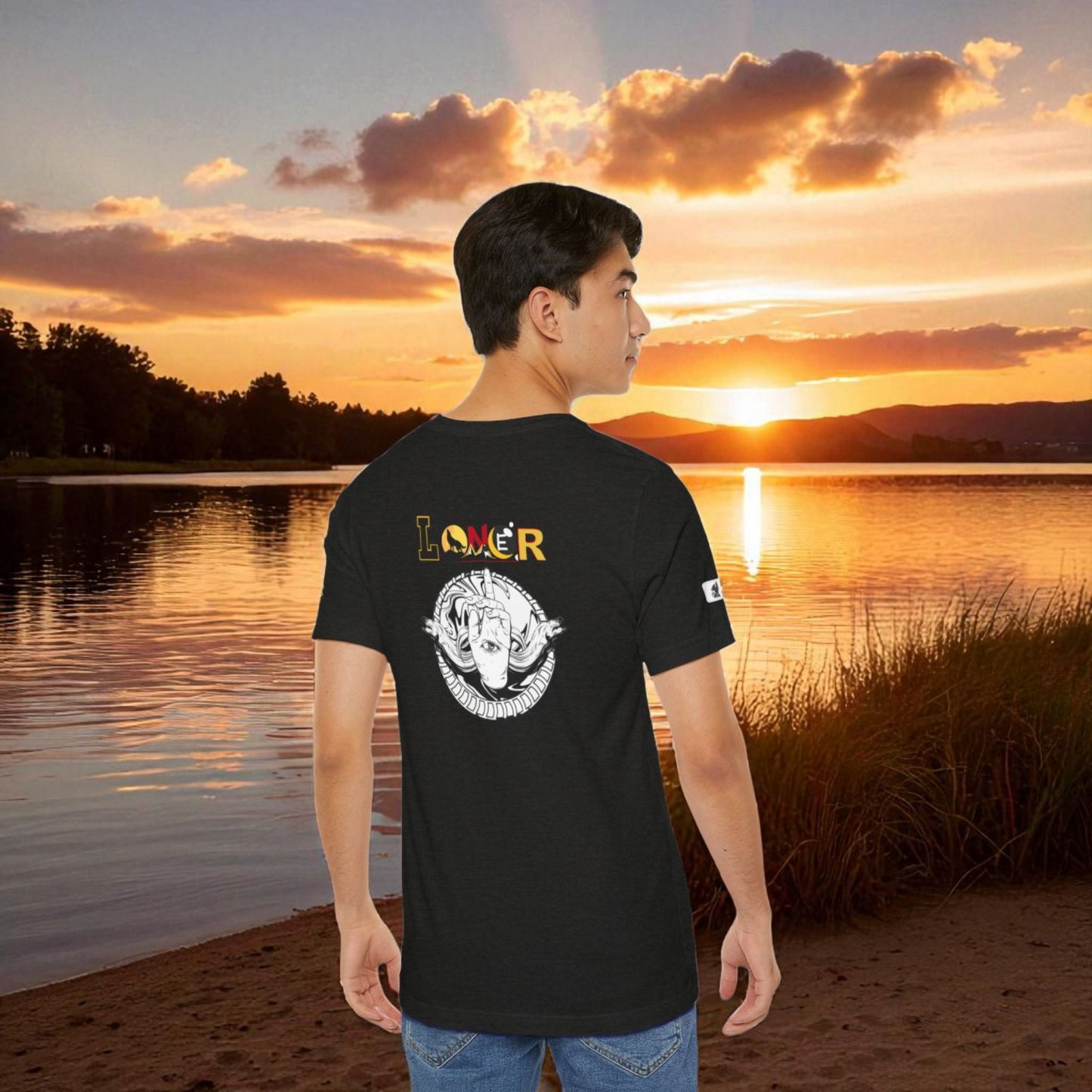 Loner Unisex Jersey Tee, Unique Hand with Eye Graphic, Moray Eels Shirt, Eye-Catching T-Shirt
