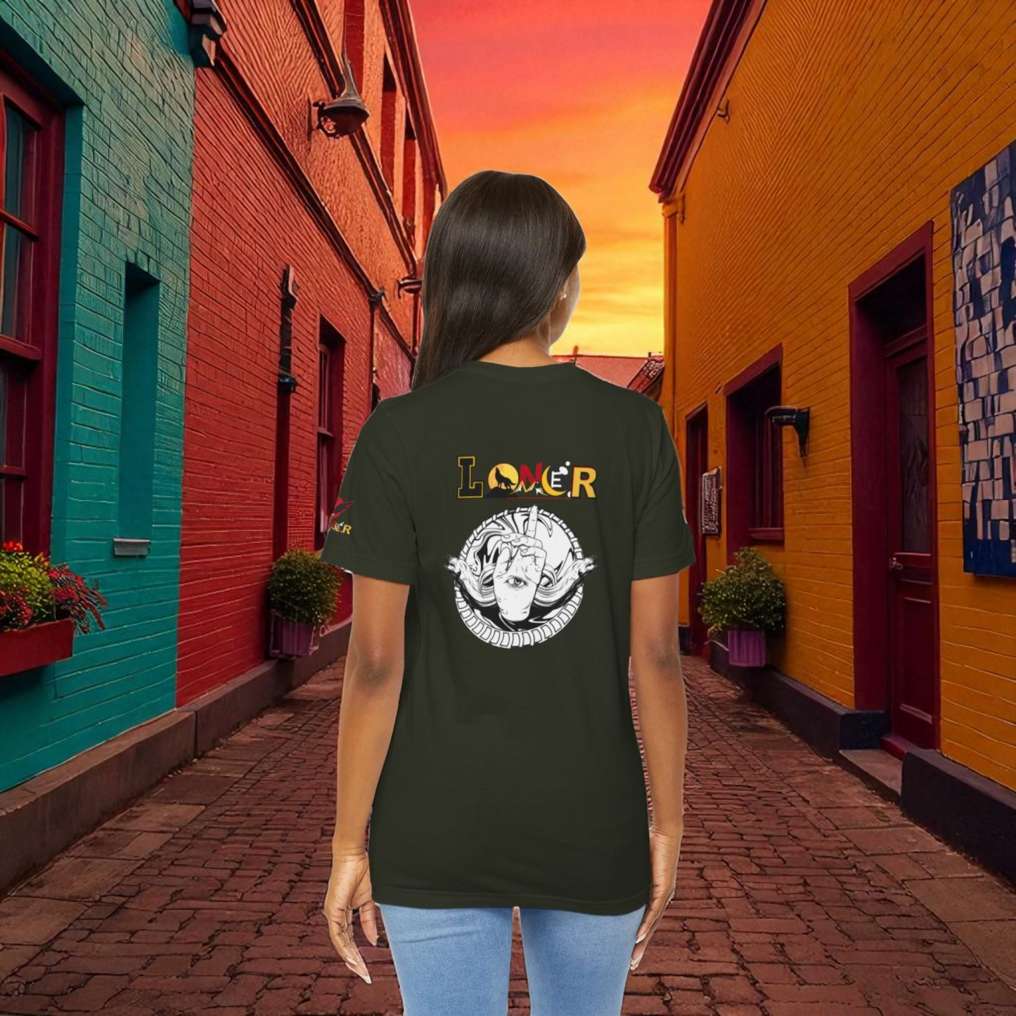 Loner Unisex Jersey Tee, Unique Hand with Eye Graphic, Moray Eels Shirt, Eye-Catching T-Shirt