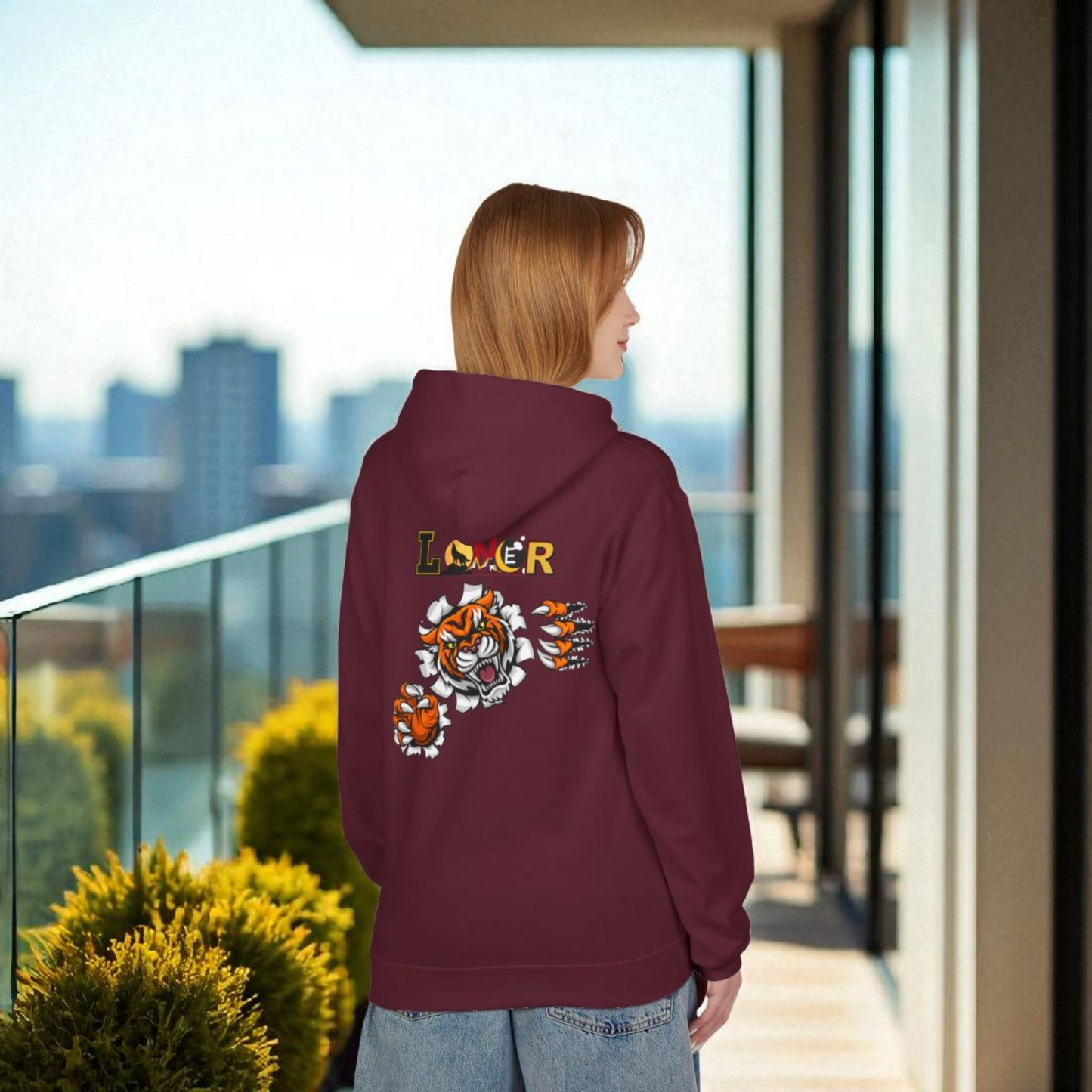 Tiger Graphic Hoodie, Lone Wolf Sweatshirt, Unisex Fleece Pullover, Softstyle, Cozy Animal Print