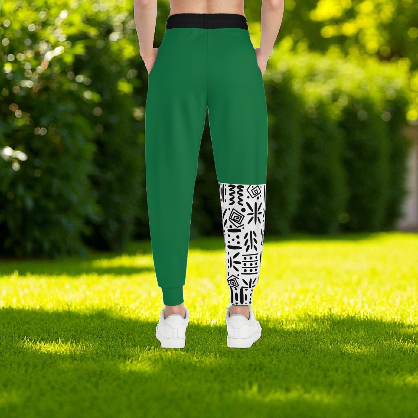Handcrafted Afro Music Cartoon Art Athletic Joggers, Unisex Sweatpants