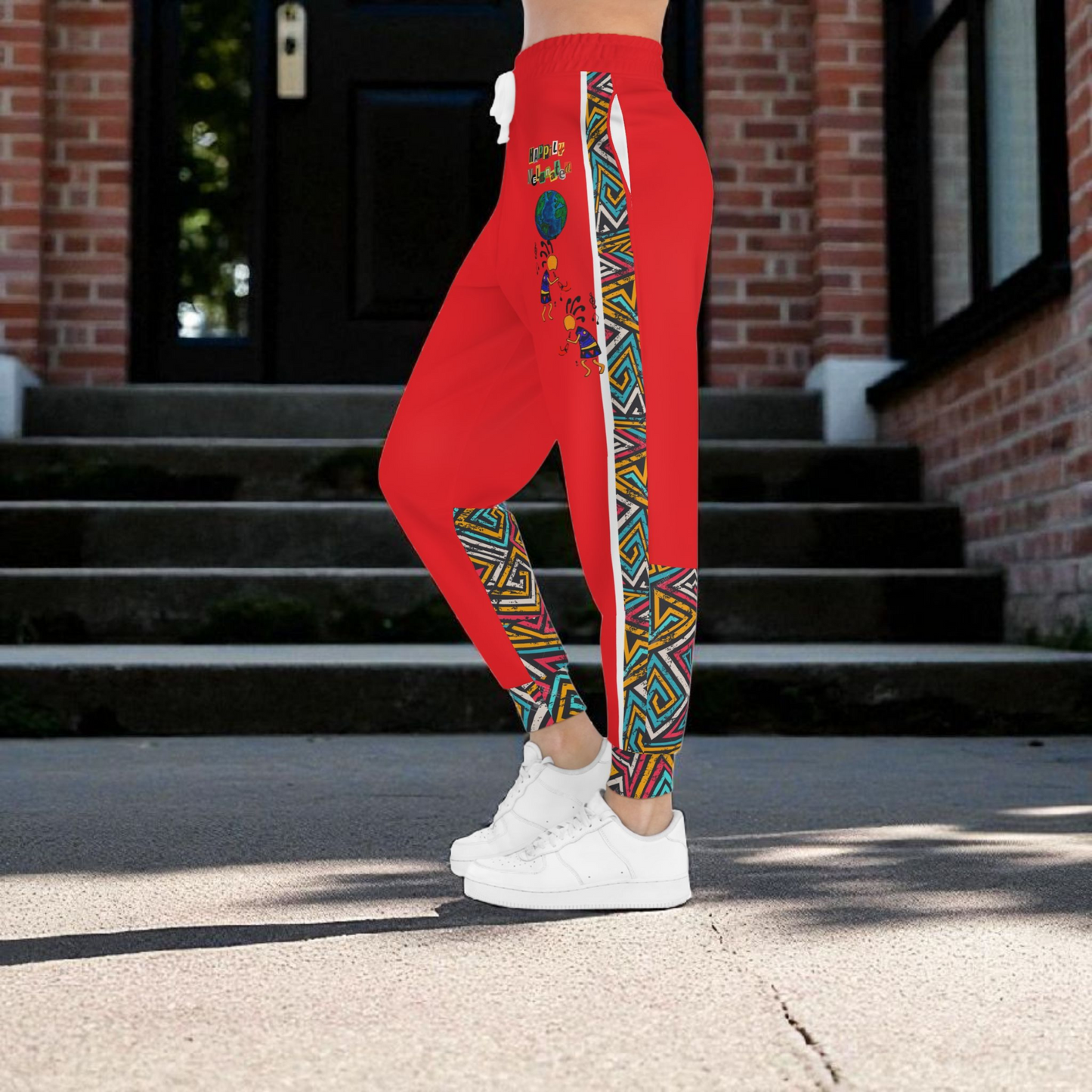 Handcrafted Afro Music Cartoon Art Athletic Joggers, Unisex Sweatpants, African Dance Jogging Pants