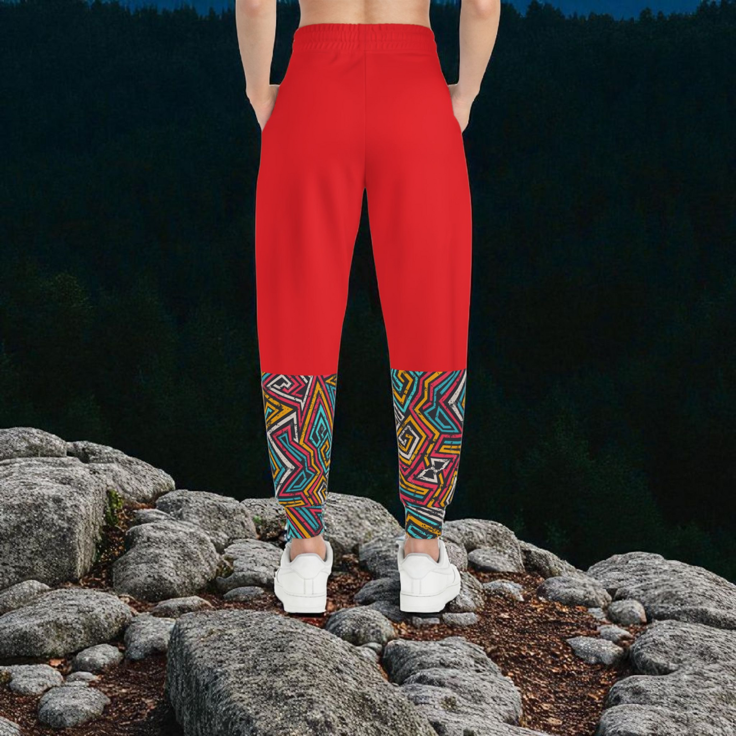 Handcrafted Afro Music Cartoon Art Athletic Joggers, Unisex Sweatpants, African Dance Jogging Pants