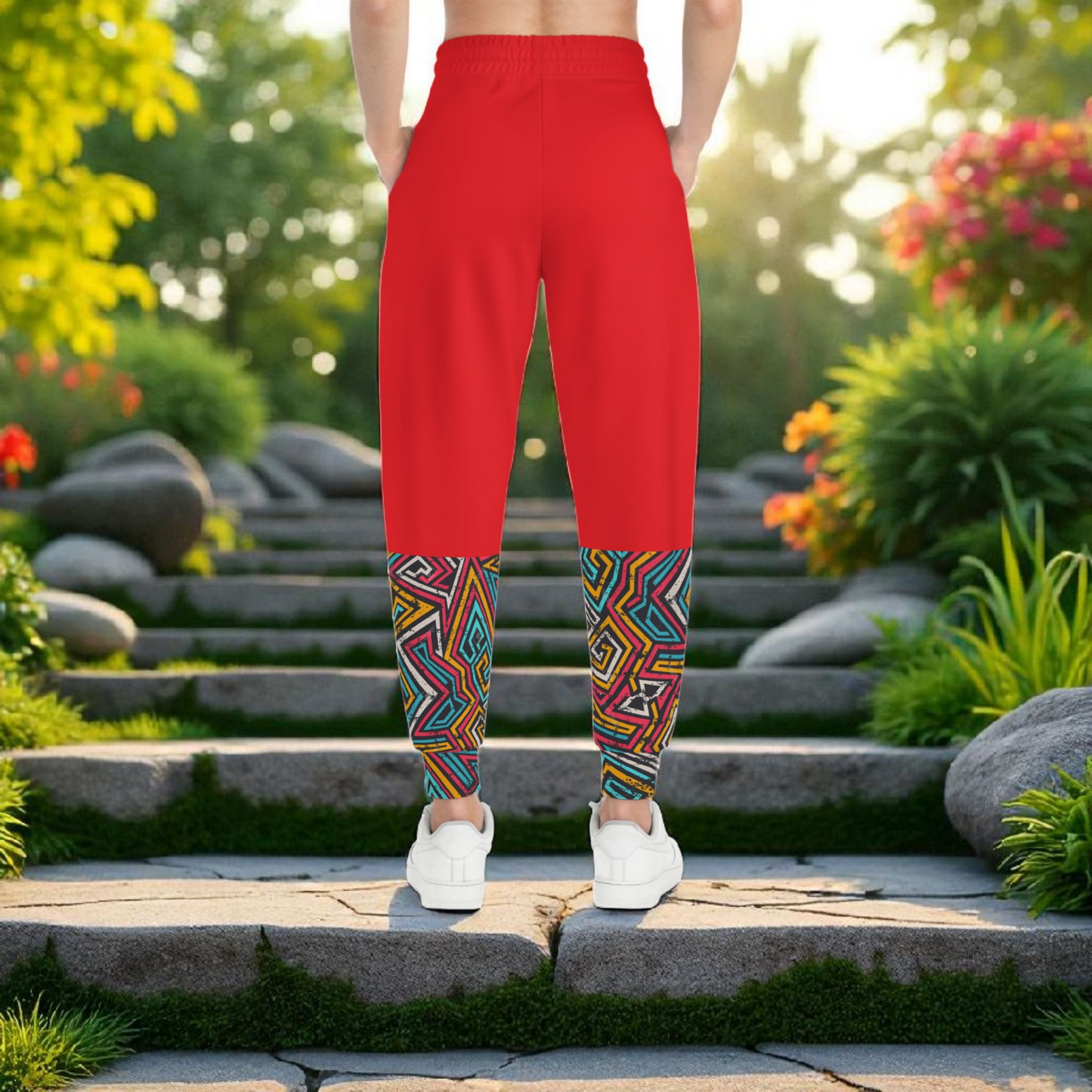 Handcrafted Afro Music Cartoon Art Athletic Joggers, Unisex Sweatpants, African Dance Jogging Pants