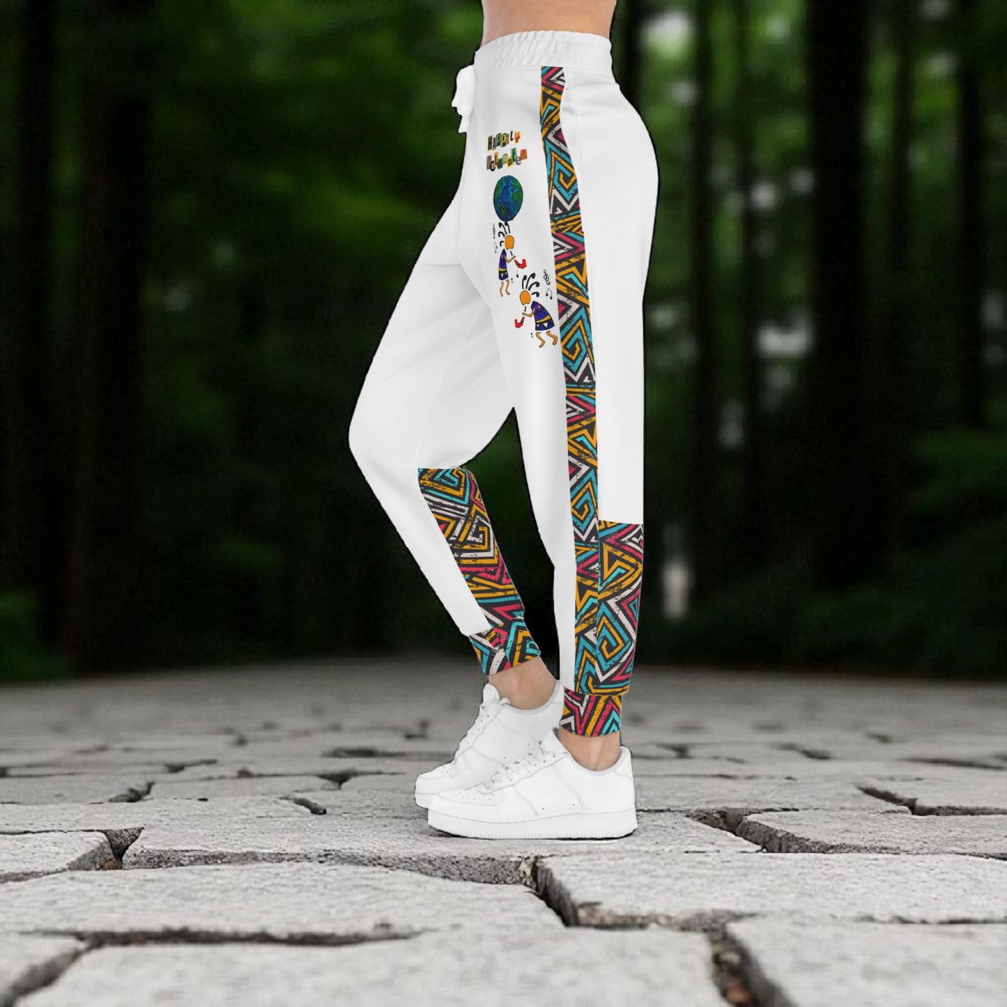 Afro Music Cartoon Art Athletic Joggers, Unisex Sweatpants, African Dance Jogging Pants