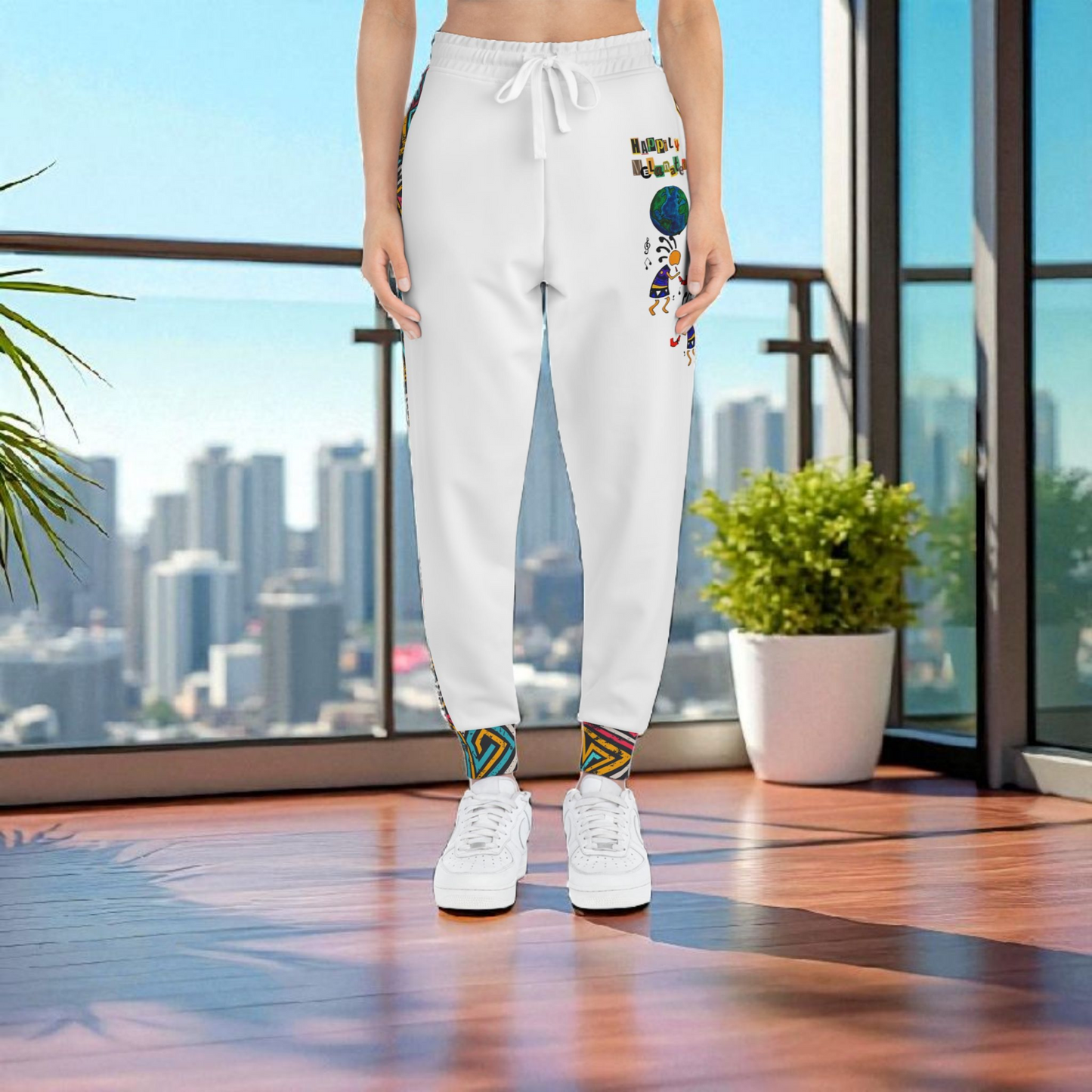 Afro Music Cartoon Art Athletic Joggers, Unisex Sweatpants, African Dance Jogging Pants