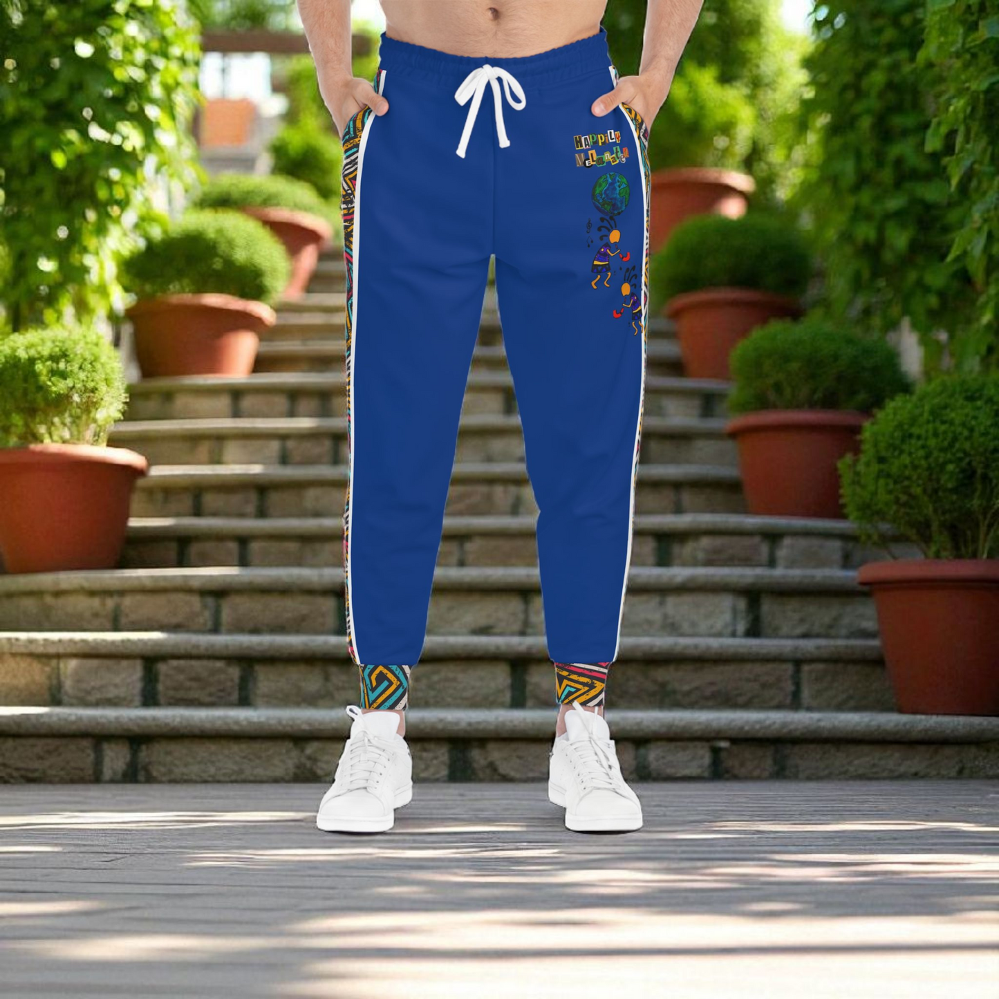 Afro Music Cartoon Art Athletic Joggers, Unisex Sweatpants, African Dance Jogging Pants