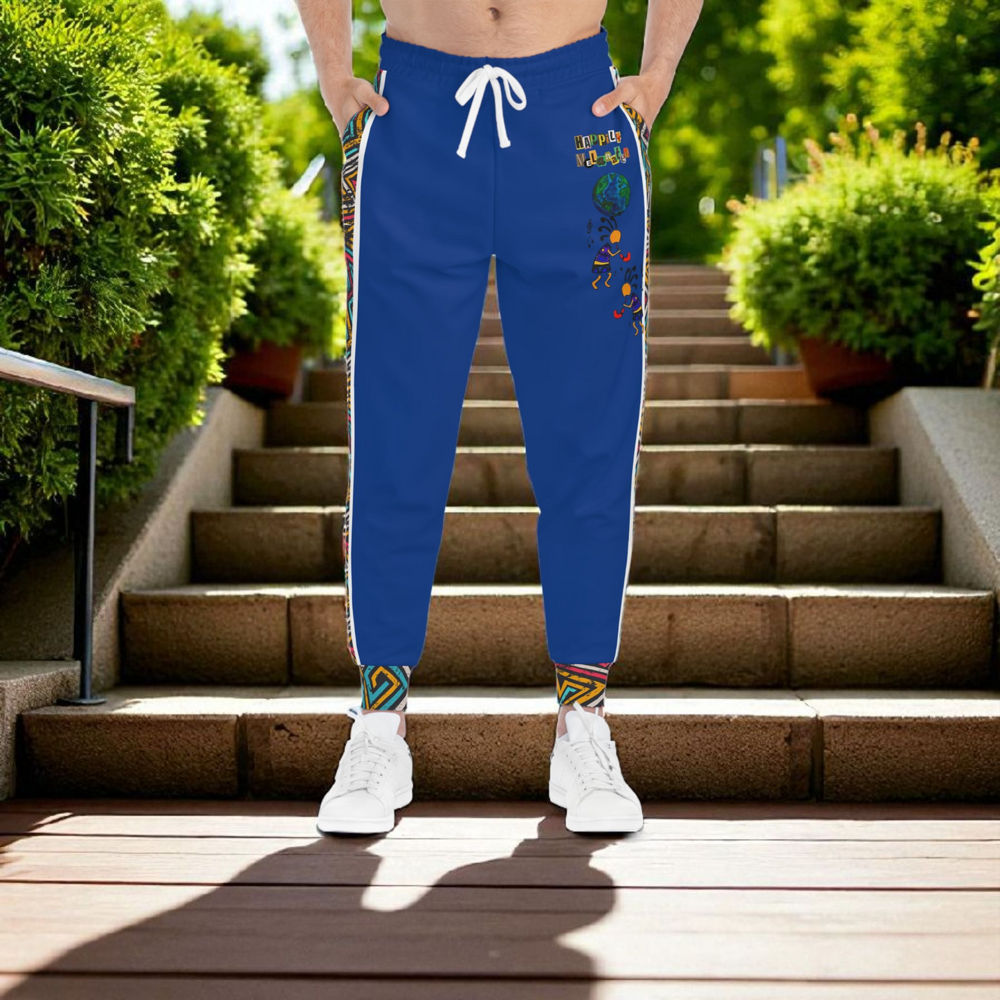 Afro Music Cartoon Art Athletic Joggers, Unisex Sweatpants, African Dance Jogging Pants