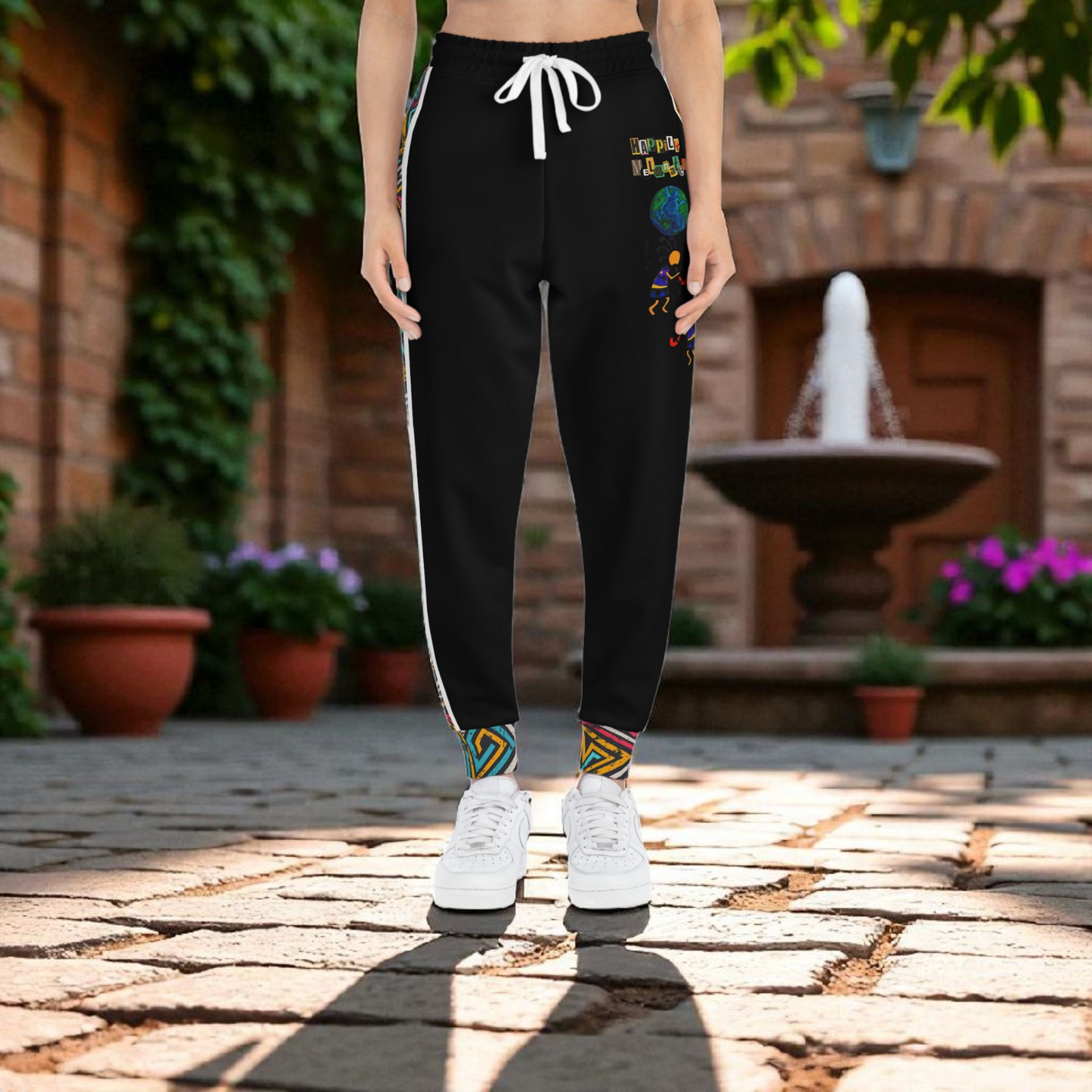 Afro Music Cartoon Art Athletic Joggers, Unisex Sweatpants, African Dance Jogging Pants, Gym Wear