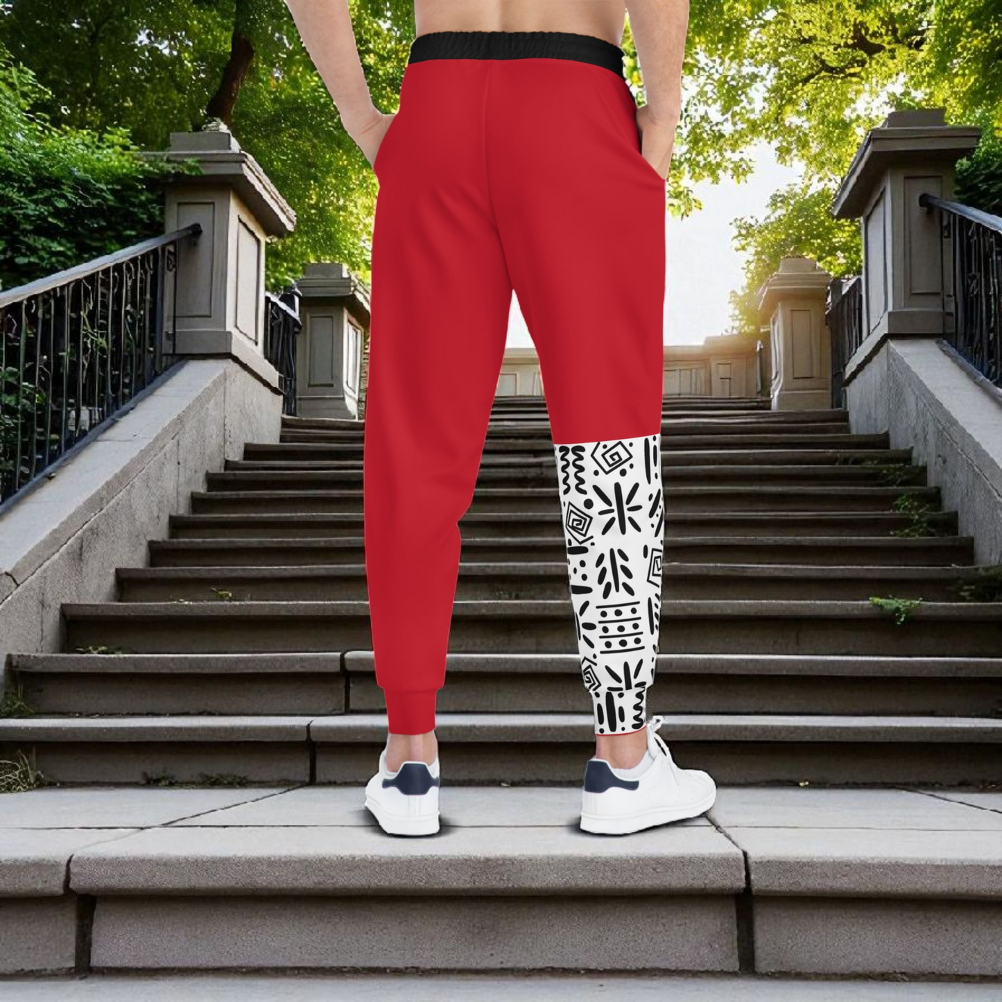 Handcrafted Afro Music Cartoon Art Athletic Joggers, Unisex Sweatpants, African Dance Jogging Pants