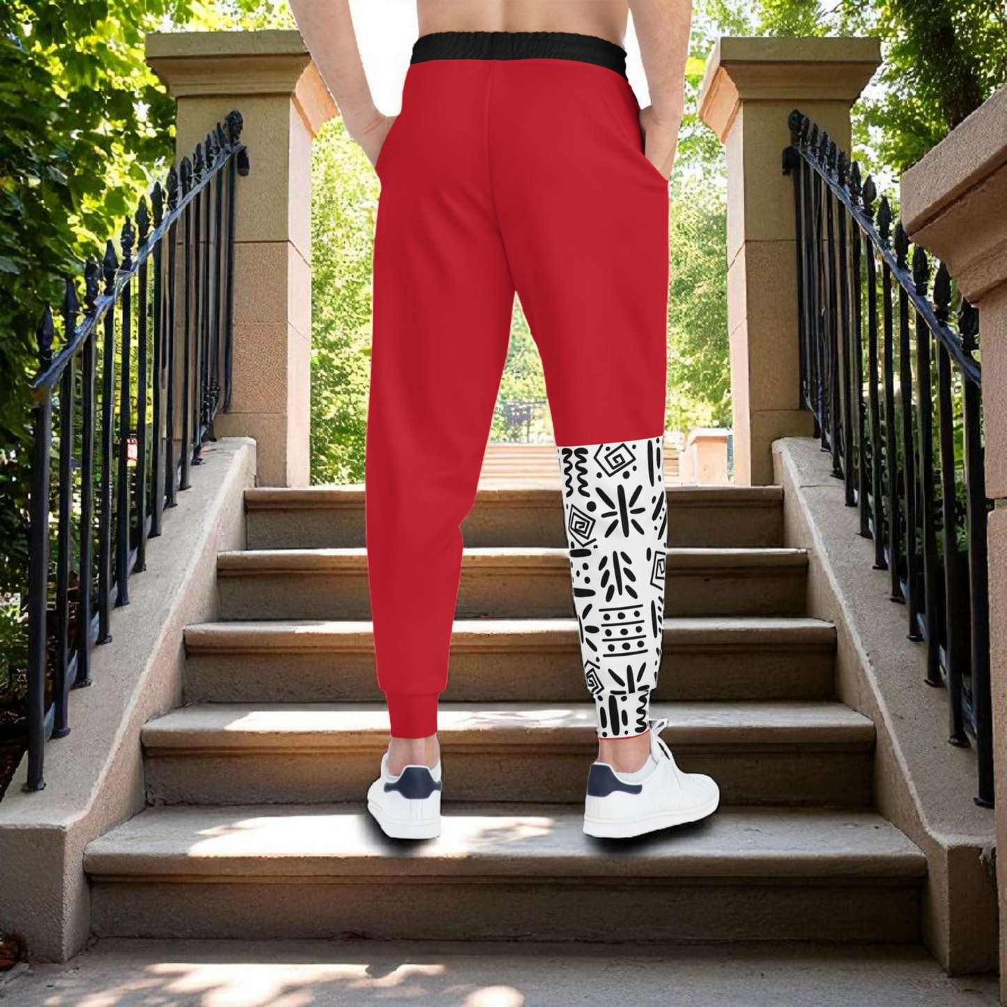 Handcrafted Afro Music Cartoon Art Athletic Joggers, Unisex Sweatpants, African Dance Jogging Pants