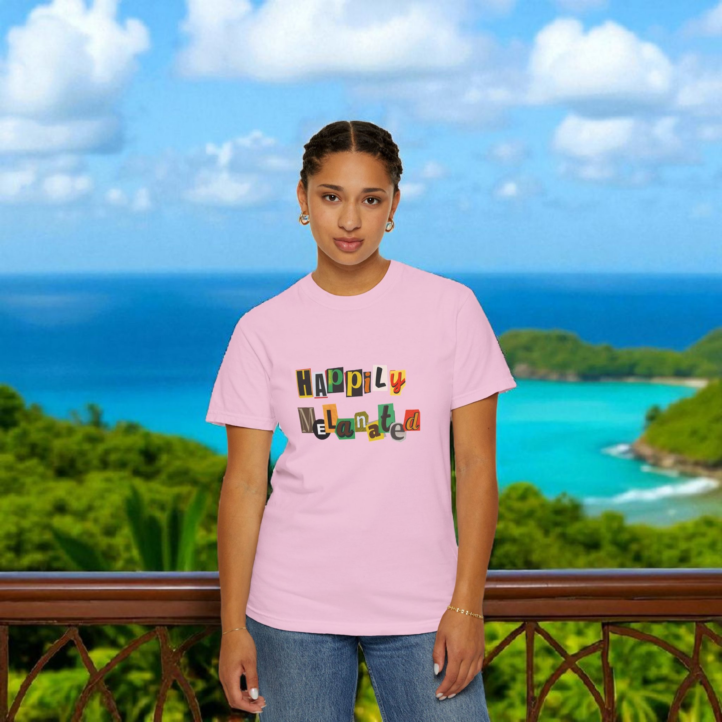 Handcrafted Jamaican Flag Art Graphic Tee, Unisex Garment-Dyed T-shirt