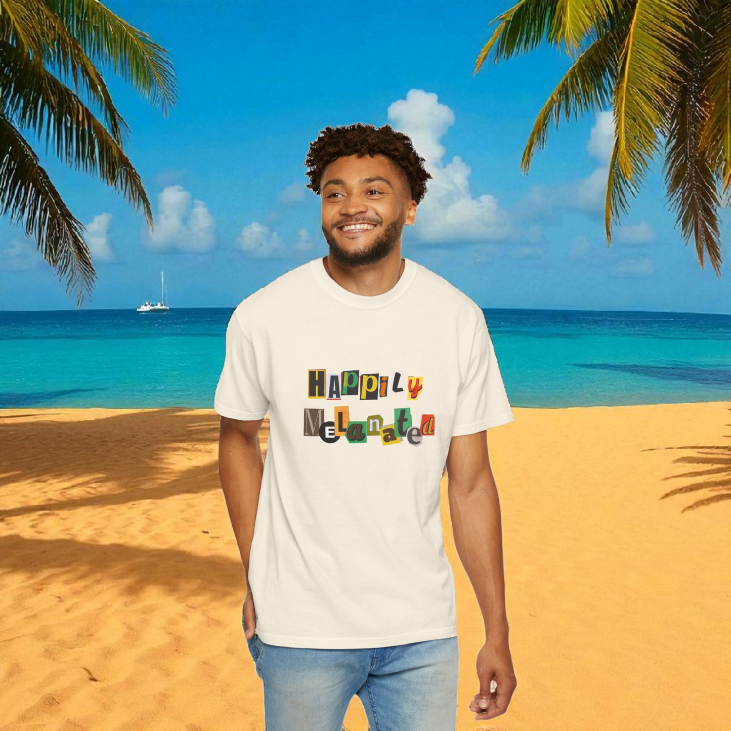Handcrafted Jamaican Flag Art Graphic Tee, Unisex Garment-Dyed T-shirt