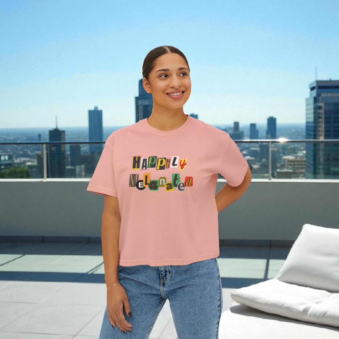 Women's Afrocentric Art Graphic Oversized Boxy T-shirt