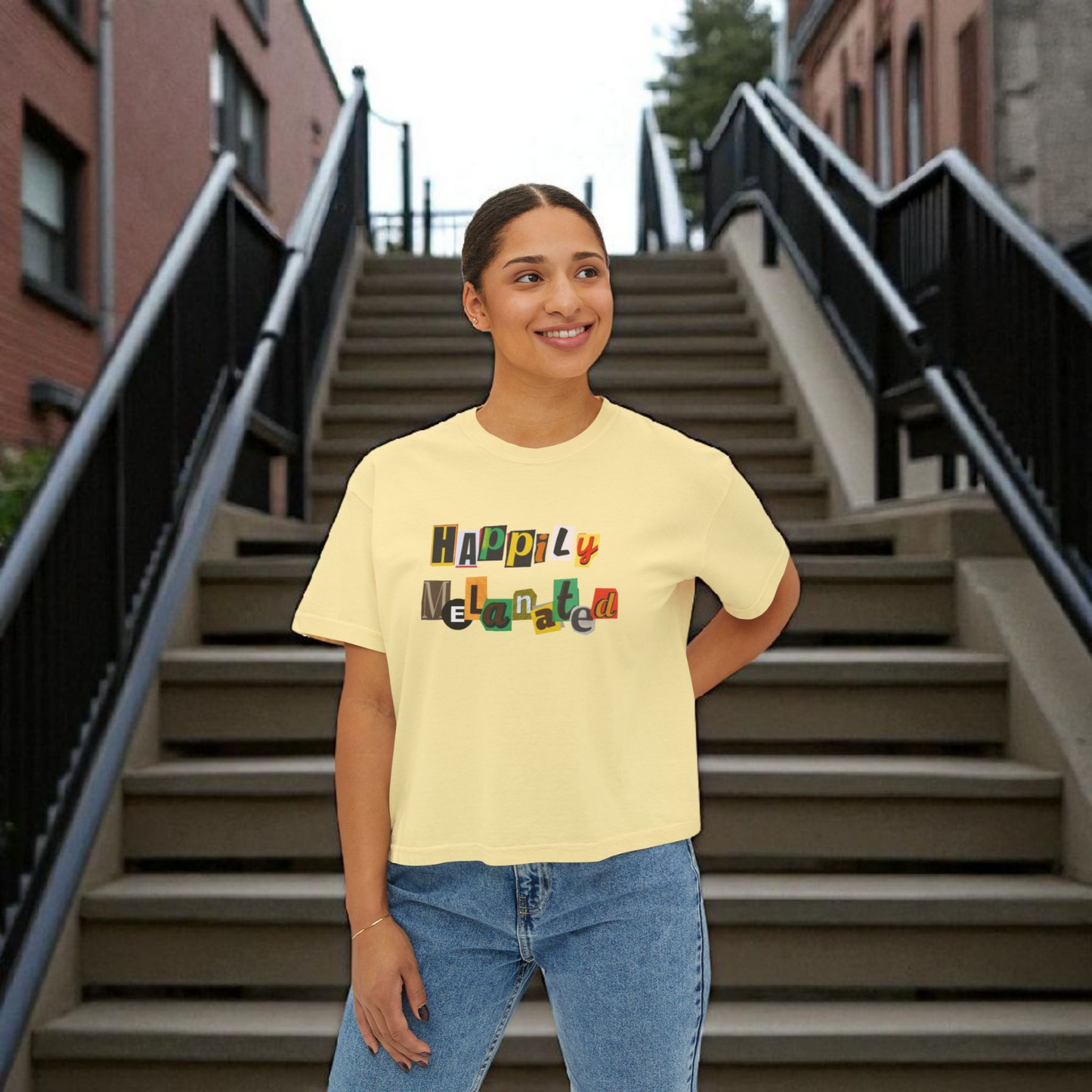 Women's Afrocentric Art Graphic Oversized Boxy T-shirt