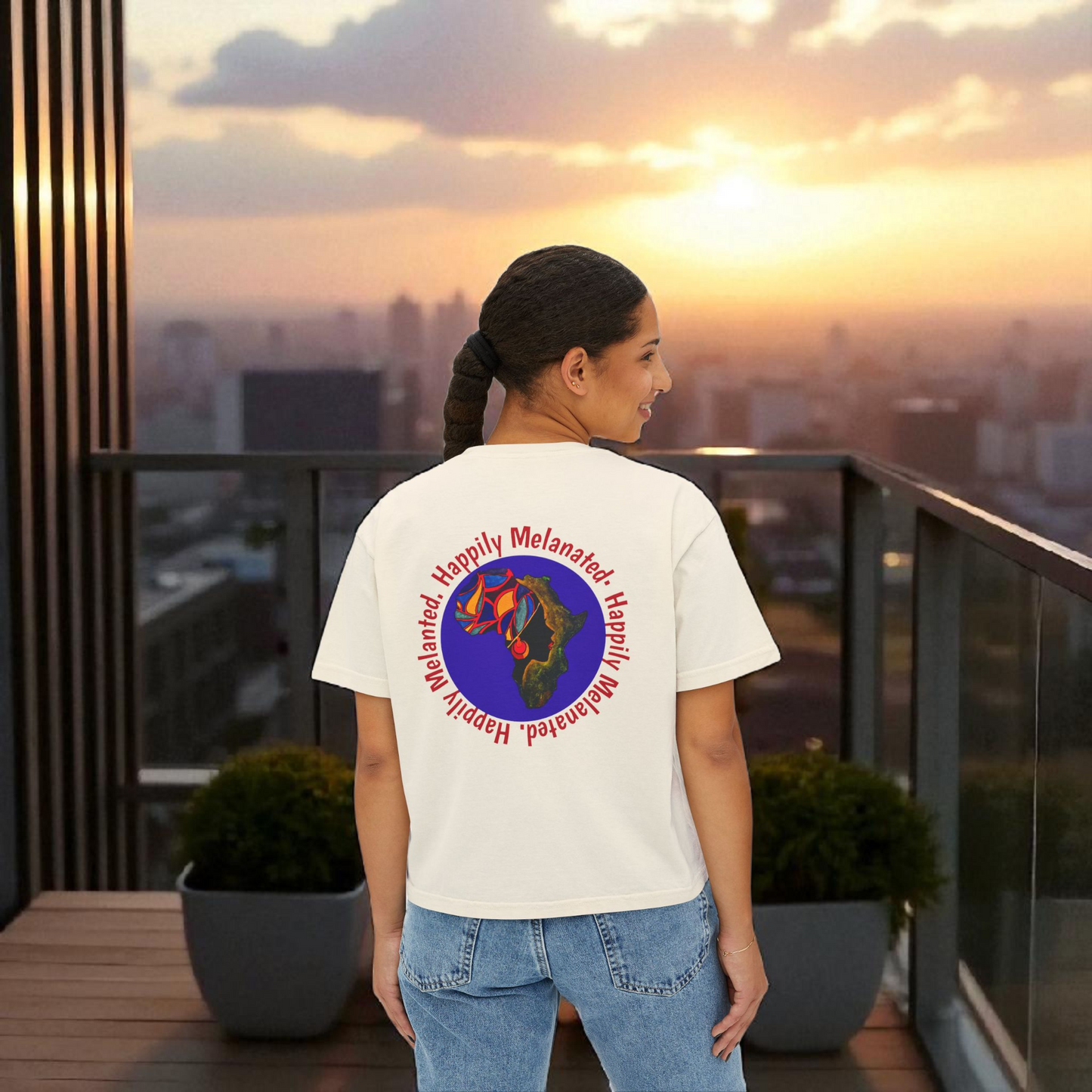 Women's Afrocentric Art Graphic Oversized Boxy T-shirt