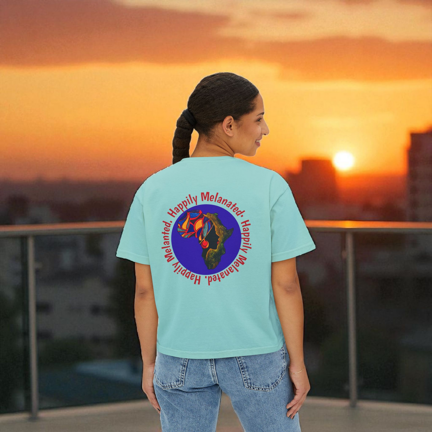 Women's Afrocentric Art Graphic Oversized Boxy T-shirt