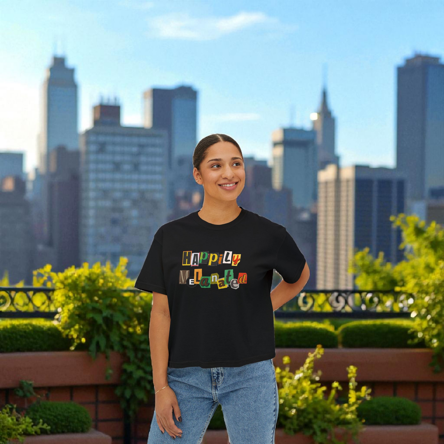 Women's Afrocentric Art Graphic Oversized Boxy T-shirt