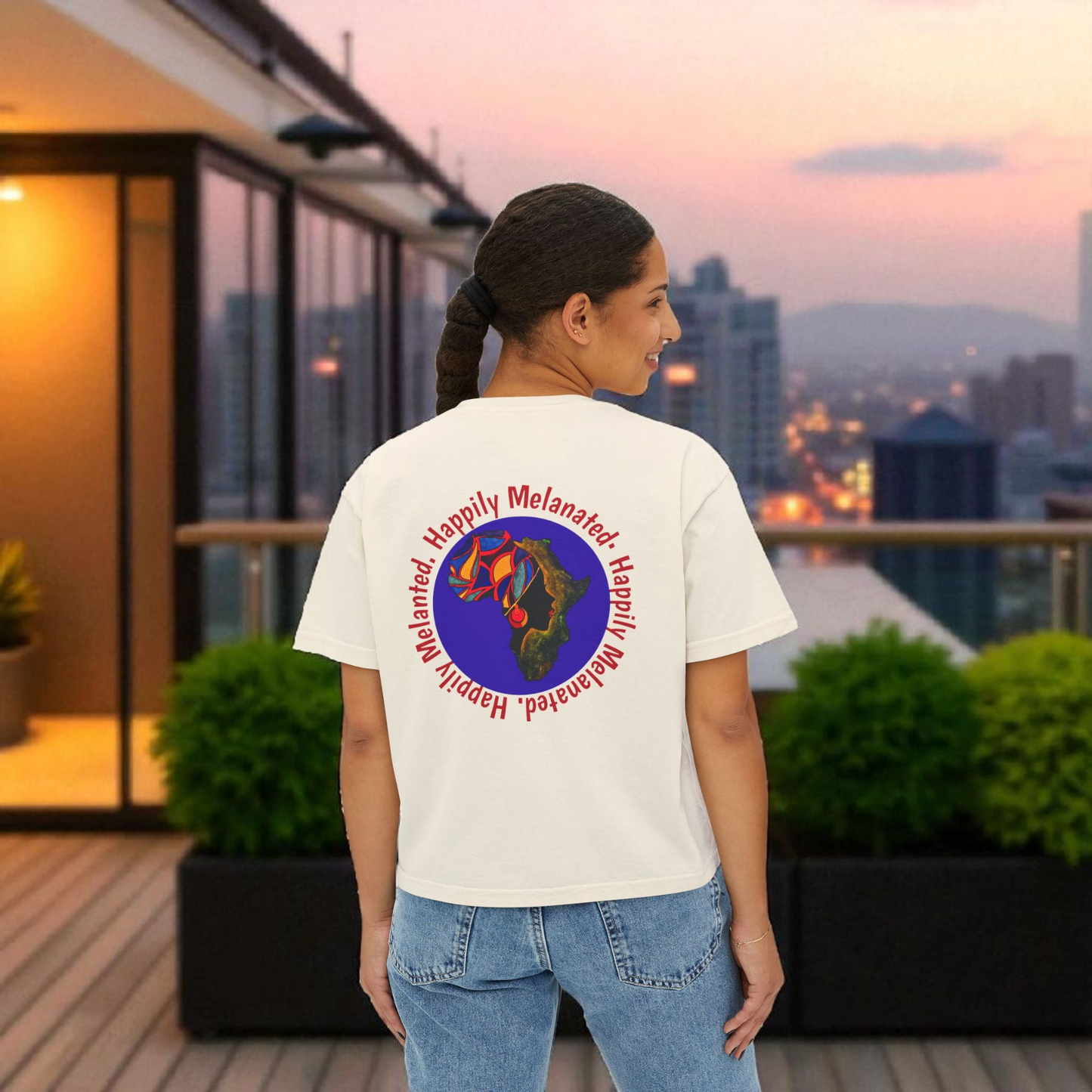Women's Afrocentric Art Graphic Oversized Boxy T-shirt