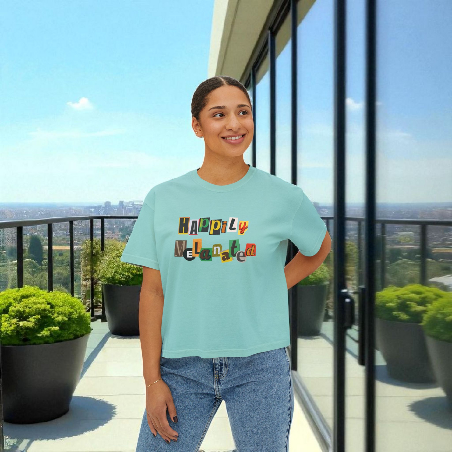 Women's Afrocentric Art Graphic Oversized Boxy T-shirt
