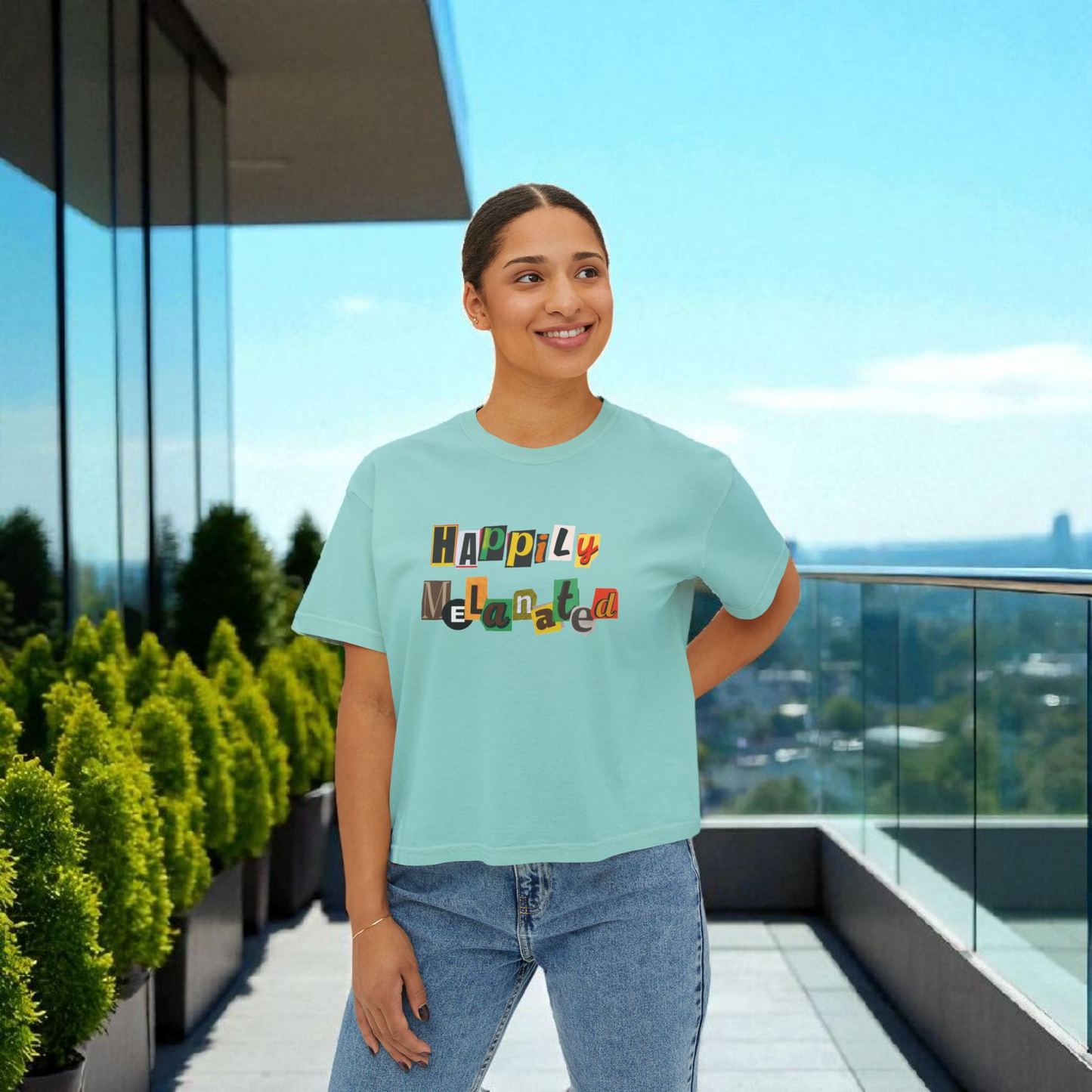 Women's Afrocentric Art Graphic Oversized Boxy T-shirt