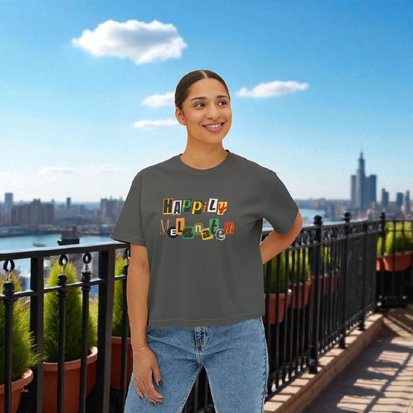 Women's Afrocentric Art Graphic Oversized Boxy T-shirt