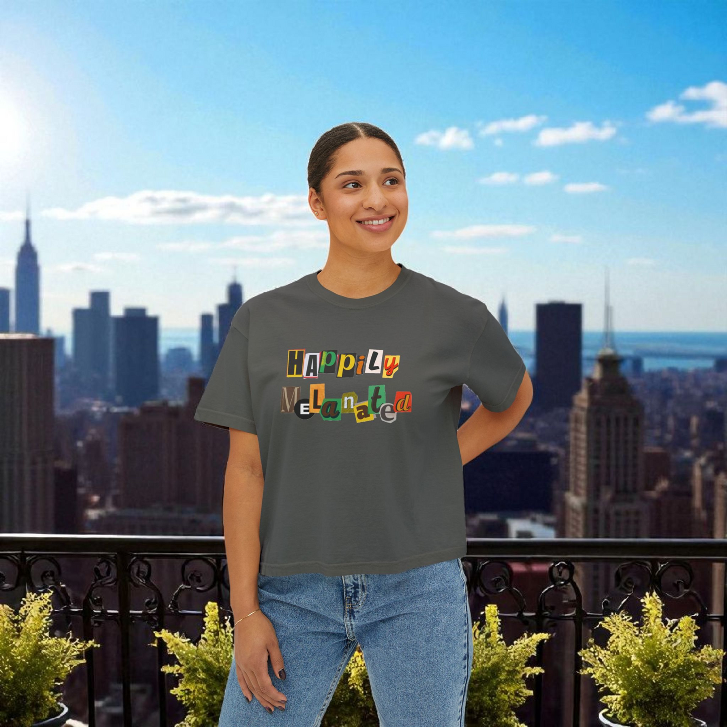 Women's Afrocentric Art Graphic Oversized Boxy T-shirt
