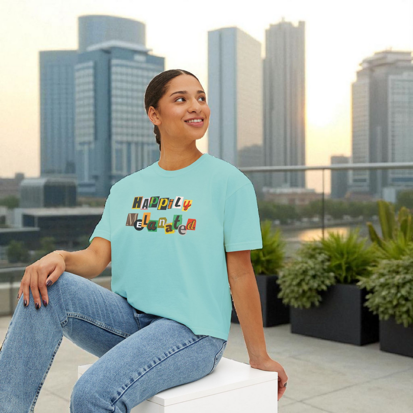 Women's Afrocentric Art Graphic Oversized Boxy T-shirt