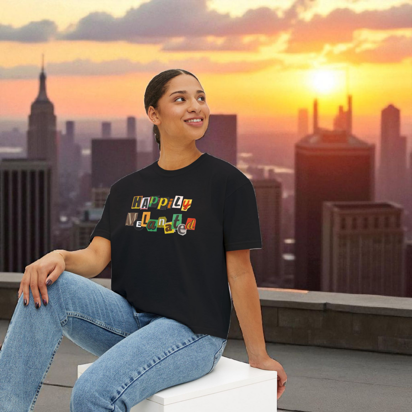 Women's Afrocentric Art Graphic Oversized Boxy T-shirt
