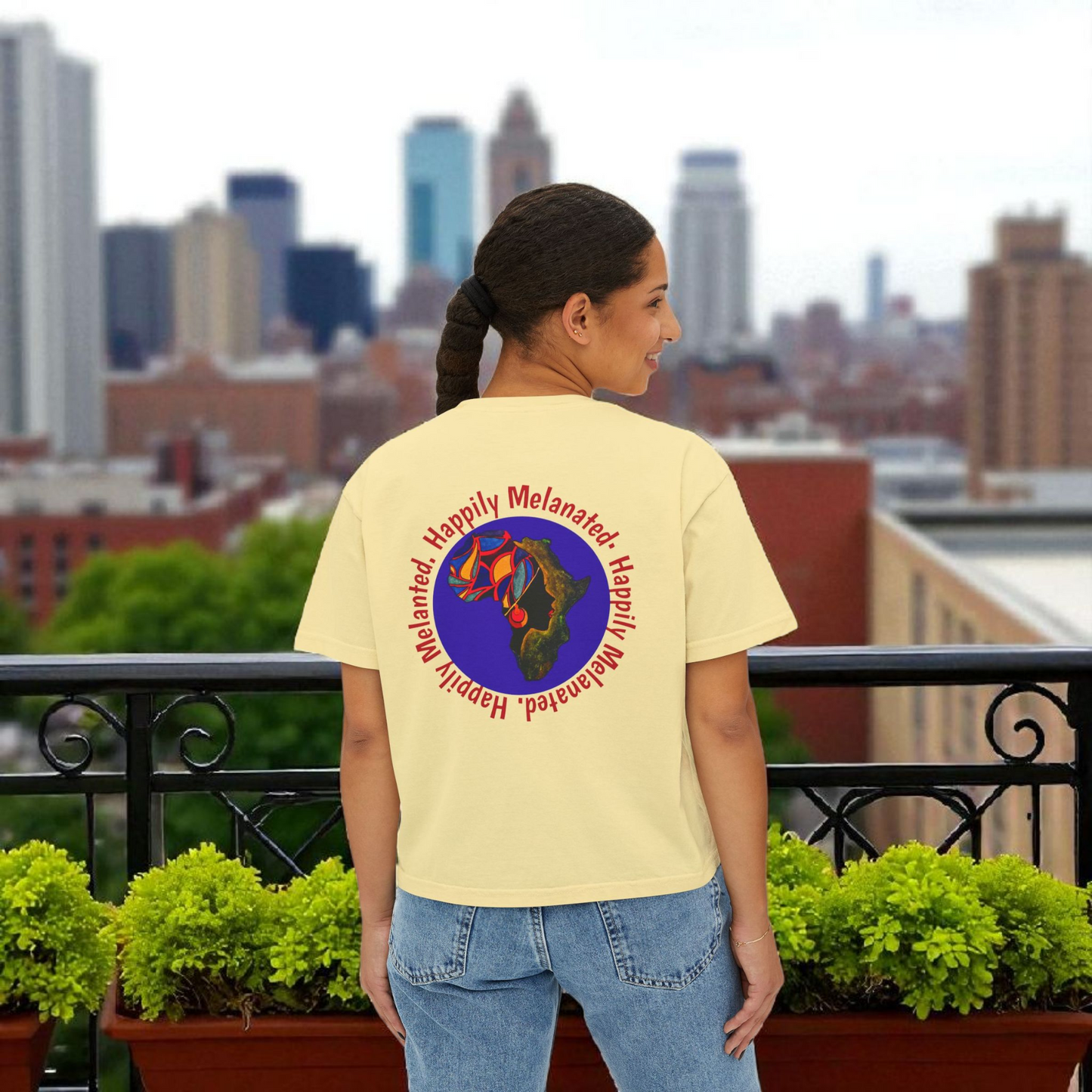 Women's Afrocentric Art Graphic Oversized Boxy T-shirt