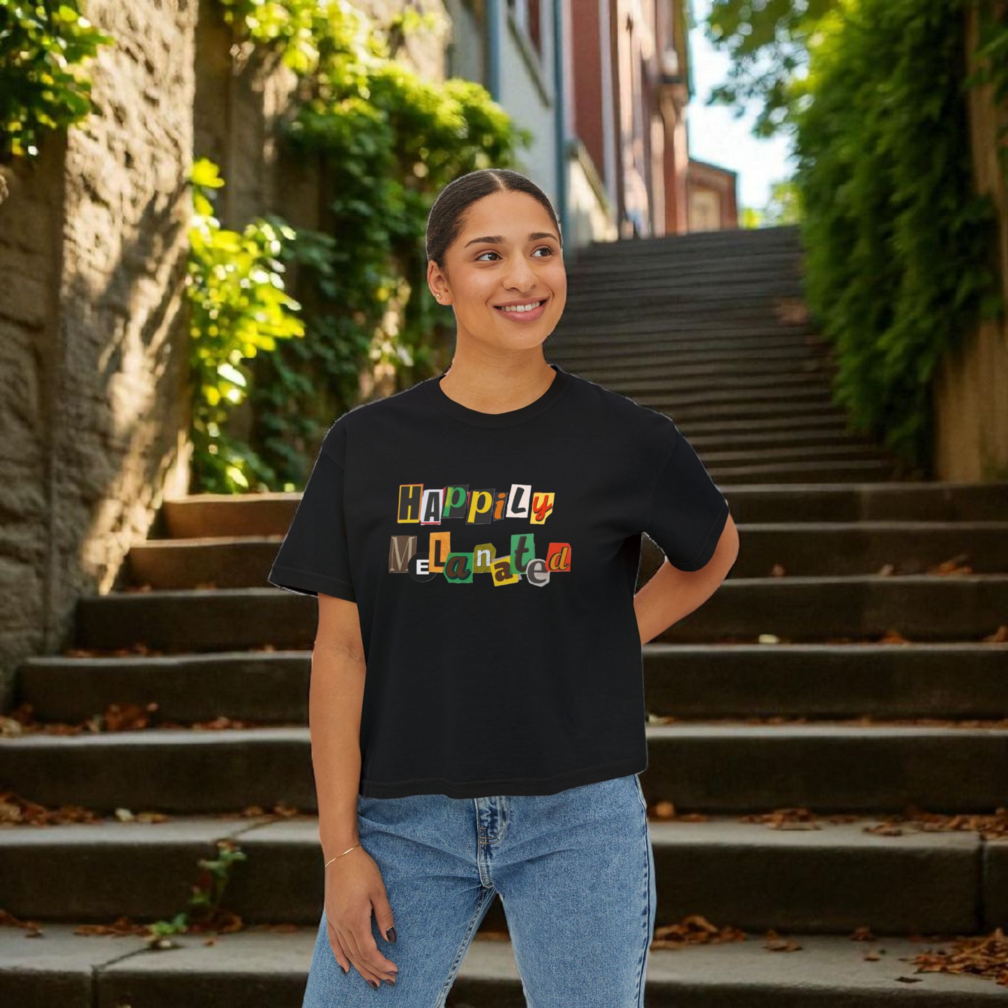 Women's Afrocentric Art Graphic Oversized Boxy T-shirt