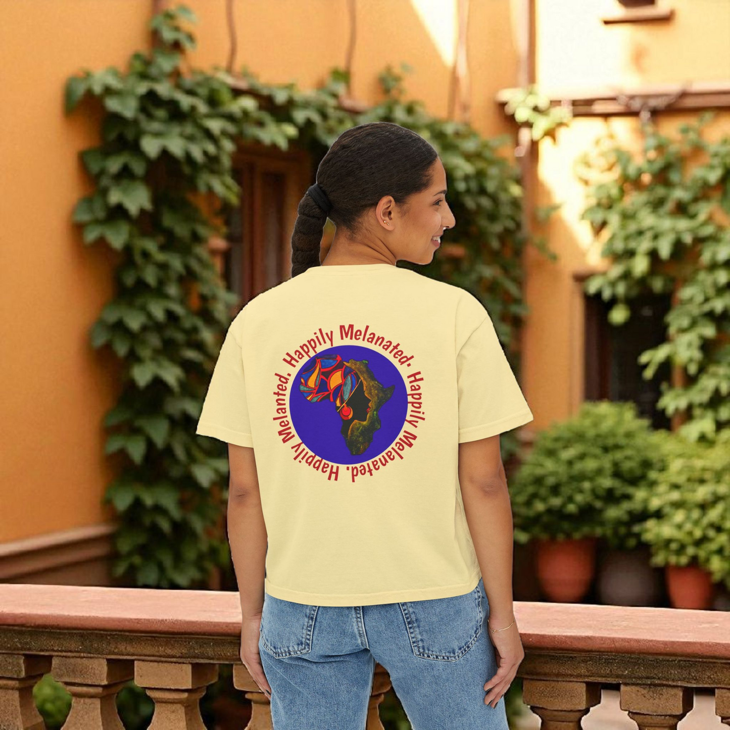 Women's Afrocentric Art Graphic Oversized Boxy T-shirt