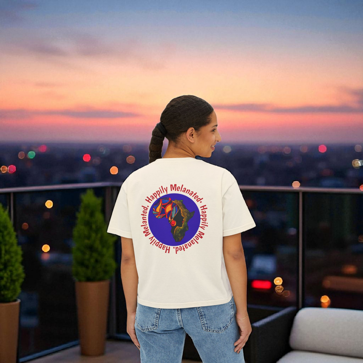 Women's Afrocentric Art Graphic Oversized Boxy T-shirt
