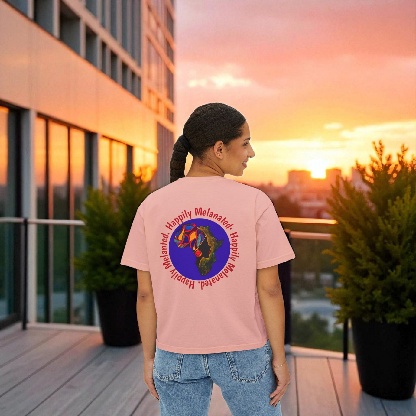 Women's Afrocentric Art Graphic Oversized Boxy T-shirt