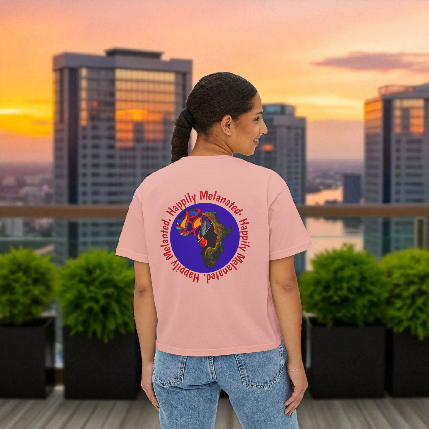 Women's Afrocentric Art Graphic Oversized Boxy T-shirt