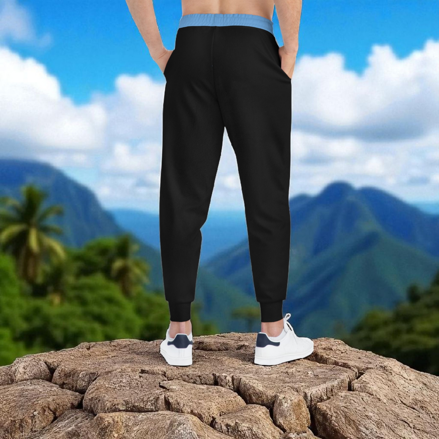 Graphic Travel-Inspired Athletic Joggers, Unisex Workout Pants