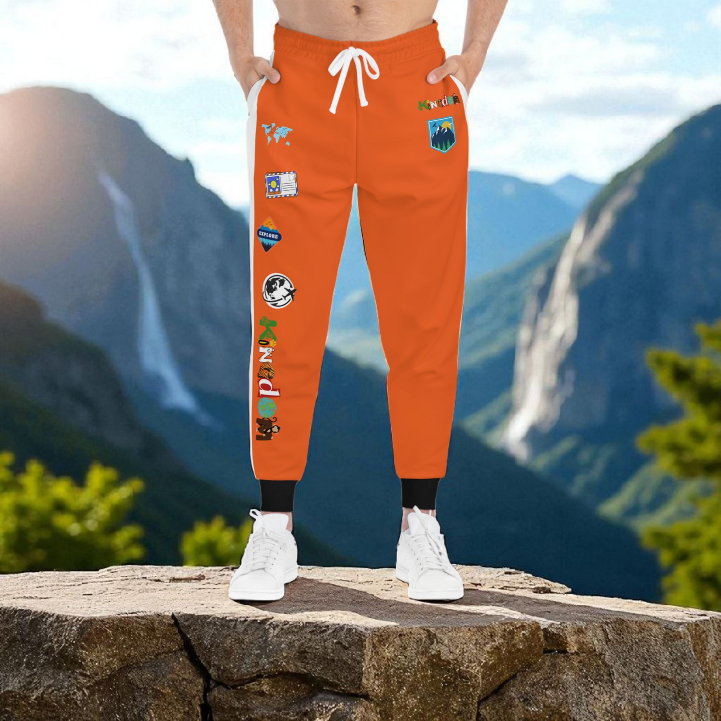 Graphic Travel-Inspired Athletic Joggers, Unisex Workout Pants