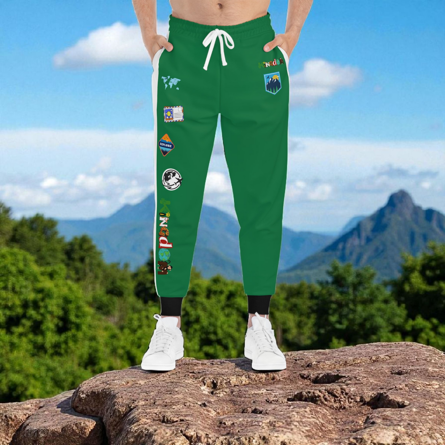 Graphic Travel-Inspired Athletic Unisex Joggers, Casual Fitness Pants