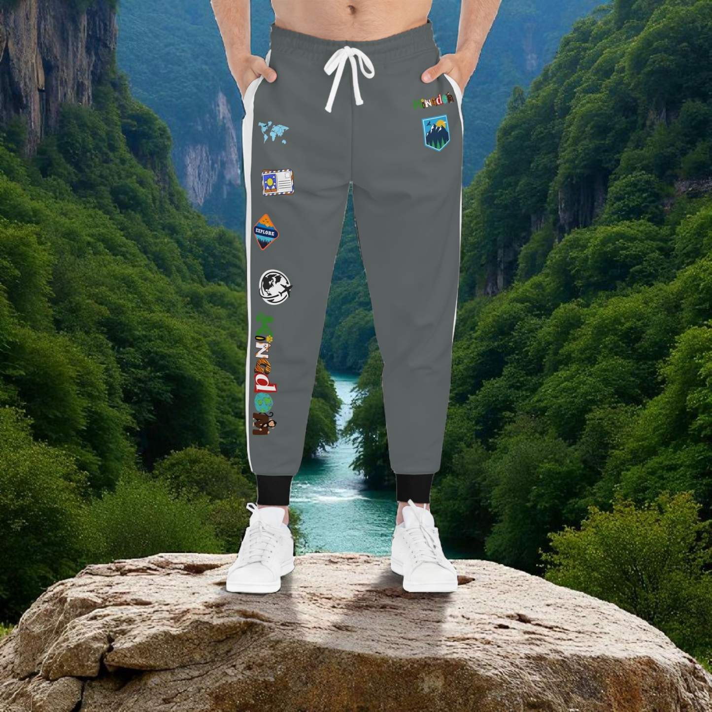 Graphic Travel-Inspired Athletic Unisex Joggers, Casual Fitness Pants