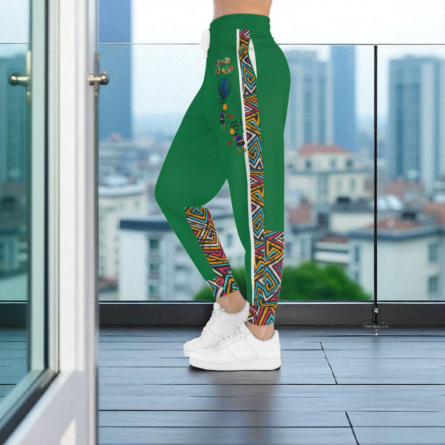 Handcrafted Afro Music Cartoon Art Athletic Joggers, Unisex Sweatpants