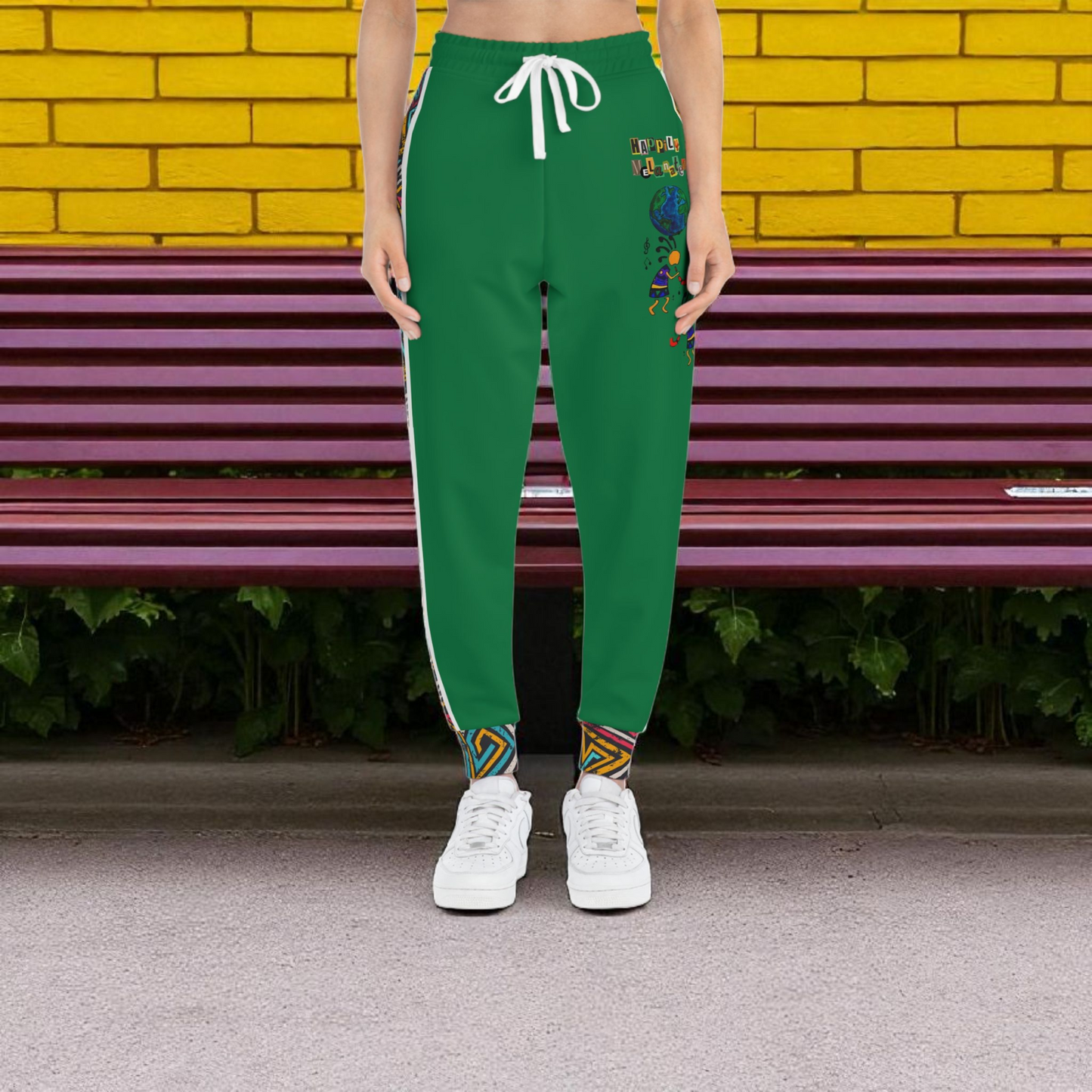 Handcrafted Afro Music Cartoon Art Athletic Joggers, Unisex Sweatpants