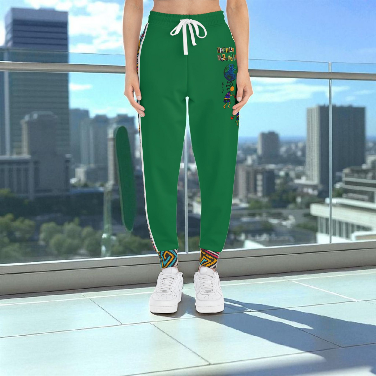 Handcrafted Afro Music Cartoon Art Athletic Joggers, Unisex Sweatpants