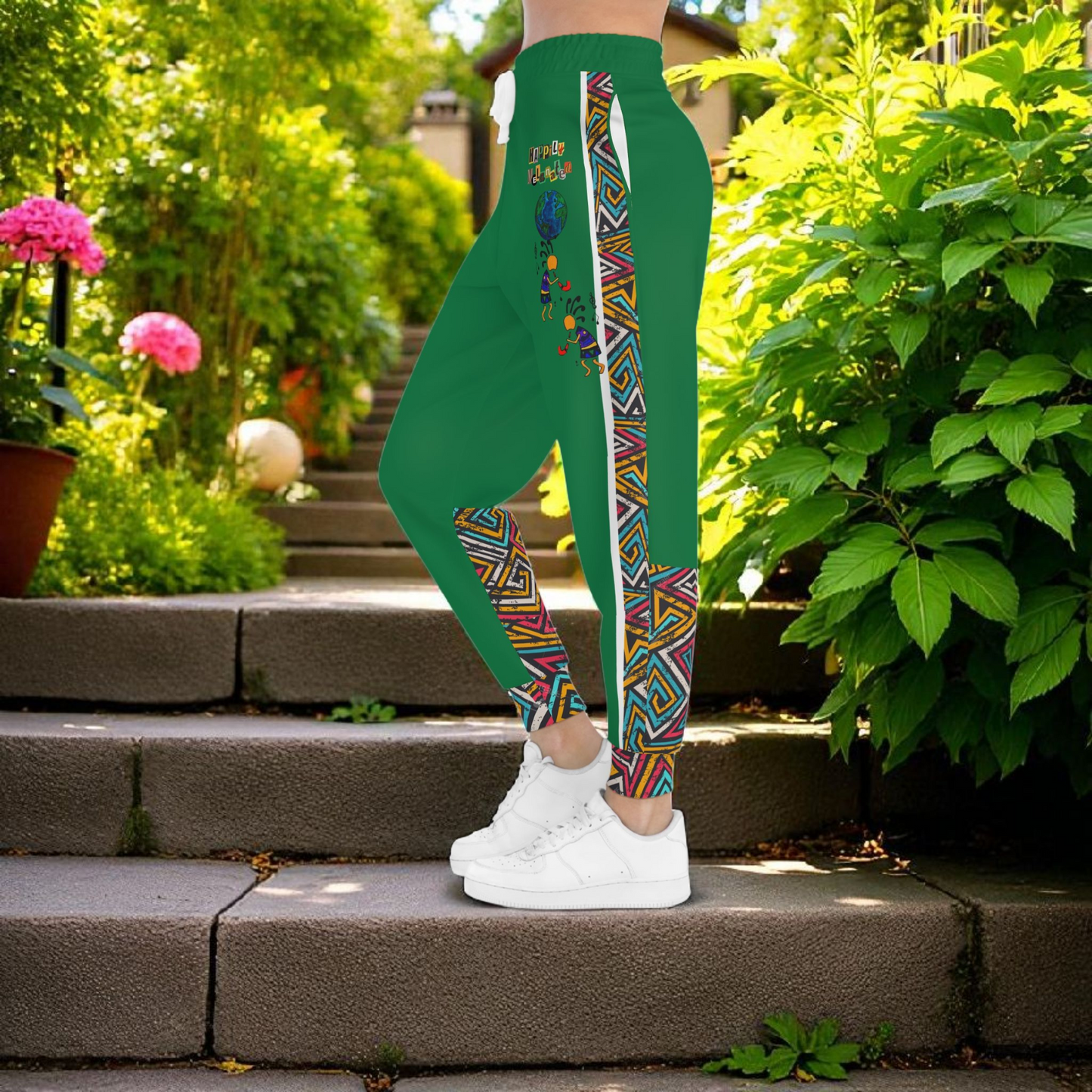 Handcrafted Afro Music Cartoon Art Athletic Joggers, Unisex Sweatpants