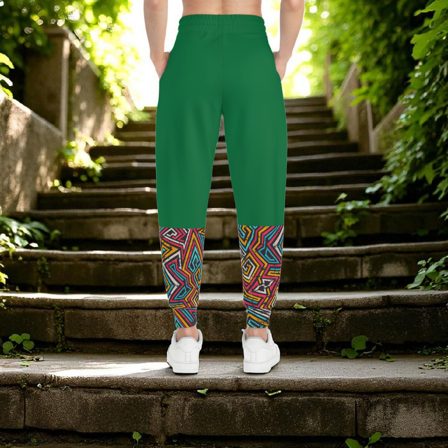 Handcrafted Afro Music Cartoon Art Athletic Joggers, Unisex Sweatpants