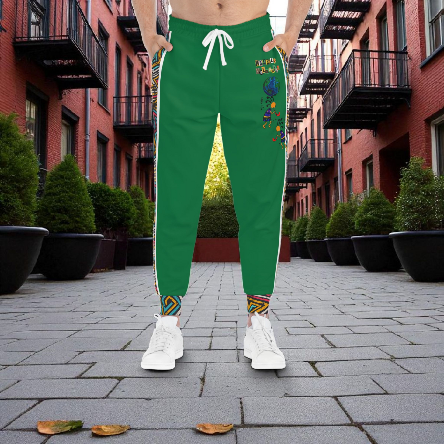 Handcrafted Afro Music Cartoon Art Athletic Joggers, Unisex Sweatpants