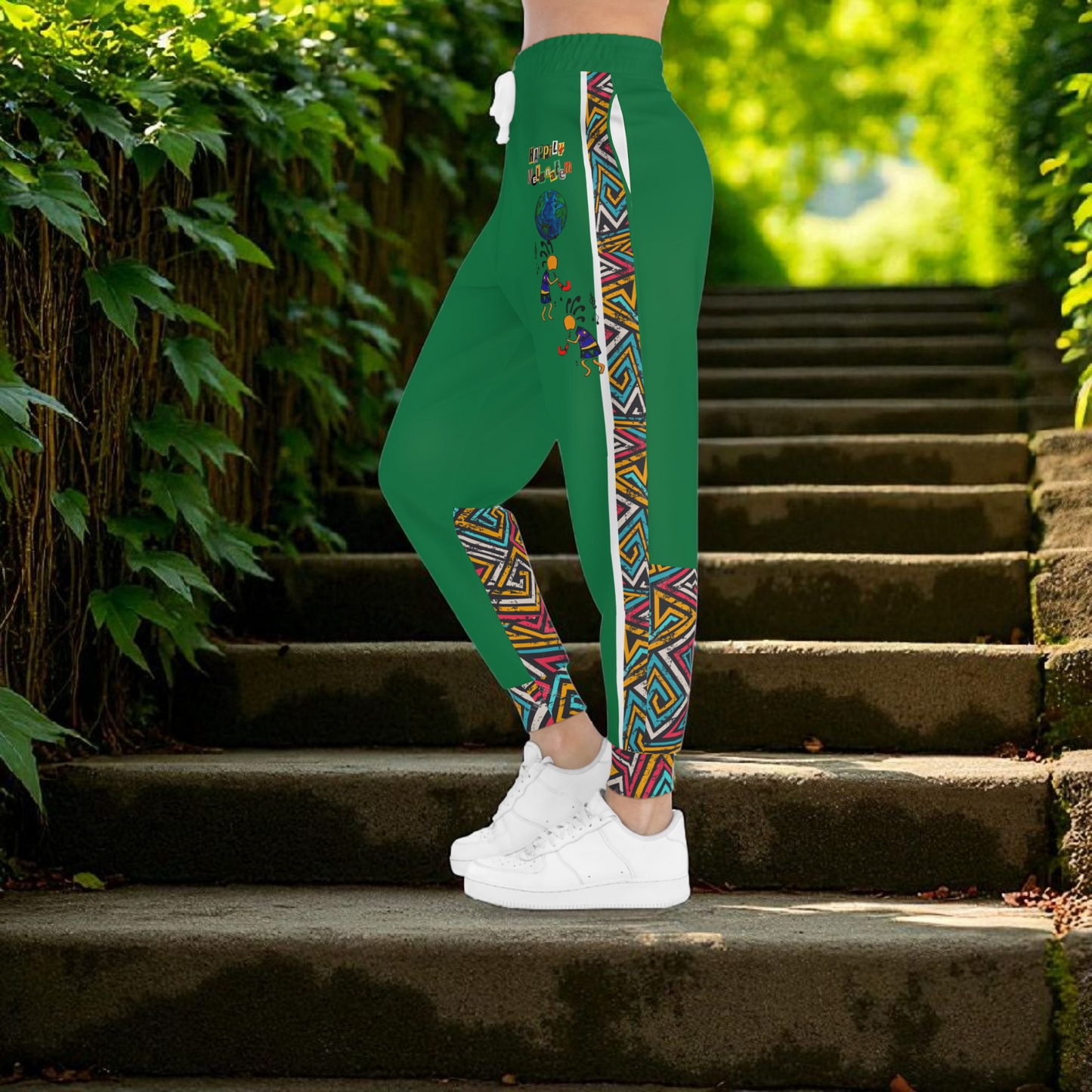 Handcrafted Afro Music Cartoon Art Athletic Joggers, Unisex Sweatpants
